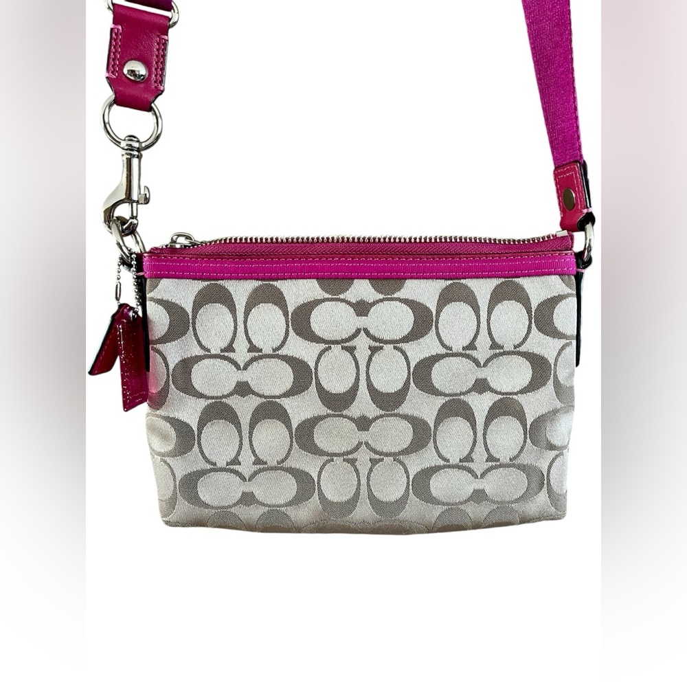 Hostess Pick Coach Signature Crossbody Bag - Pink and Brown - Picture 2 of 9